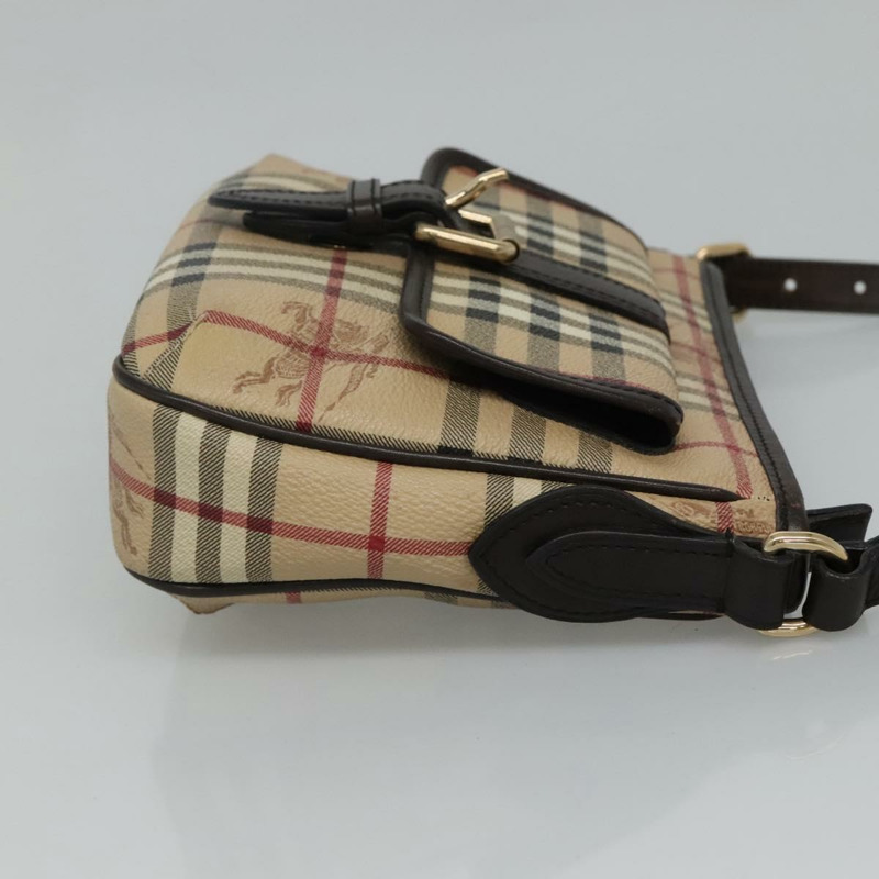 【日本直送】BURBERRY Nova 格紋肩背包 PVC 米色棕金色 正品 115570-2