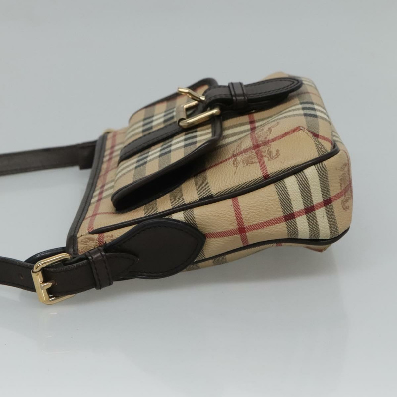 【日本直送】BURBERRY Nova 格紋肩背包 PVC 米色棕金色 正品 115570-3