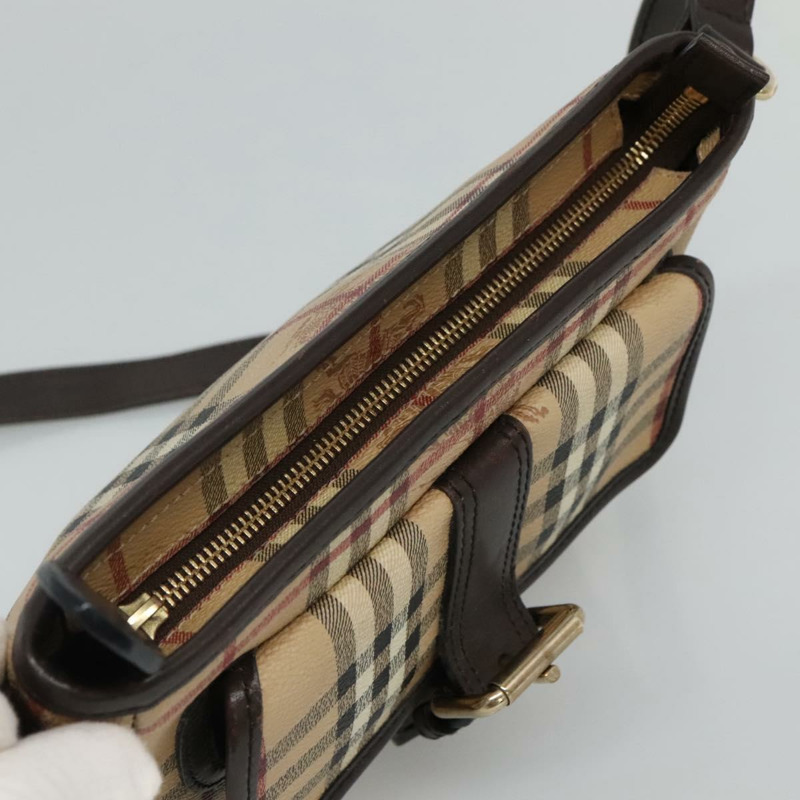 【日本直送】BURBERRY Nova 格紋肩背包 PVC 米色棕金色 正品 115570-5