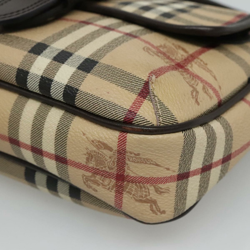 【日本直送】BURBERRY Nova 格紋肩背包 PVC 米色棕金色 正品 115570-8