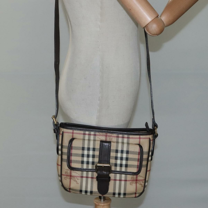 【日本直送】BURBERRY Nova 格紋肩背包 PVC 米色棕金色 正品 115570-21