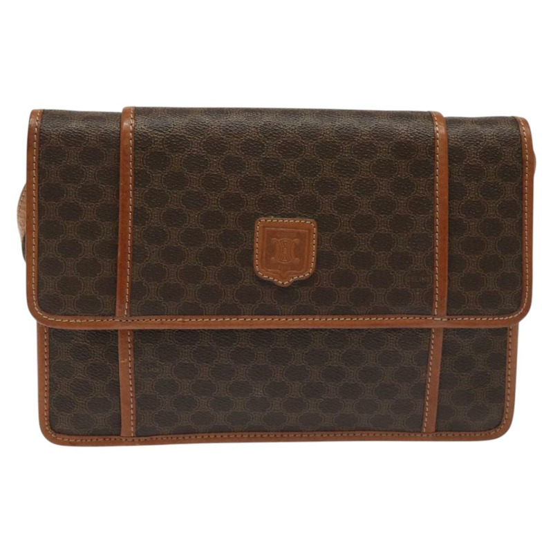 【日本直送】CELINE Macadam 帆布肩背包 PVC 皮革棕色正品 115367-12