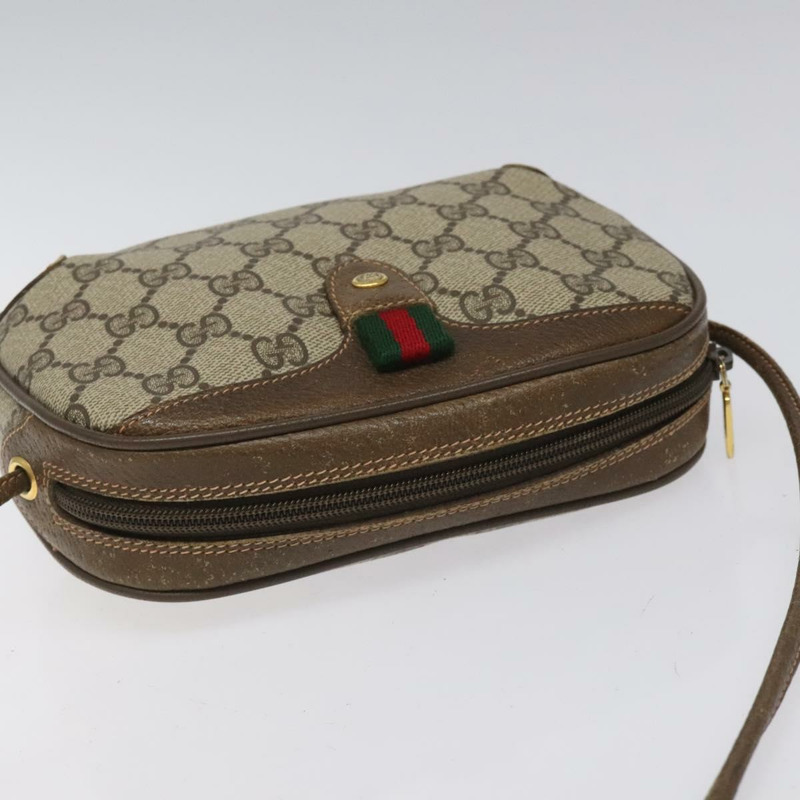 【日本直送】GUCCI GG Supreme Web Sherry Line 單肩包 PVC 米紅色綠色 正品 100756-5