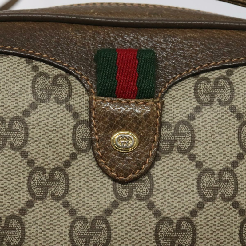 【日本直送】GUCCI GG Supreme Web Sherry Line 單肩包 PVC 米紅色綠色 正品 100756-16