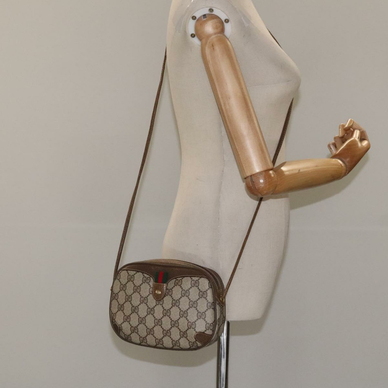 【日本直送】GUCCI GG Supreme Web Sherry Line 單肩包 PVC 米紅色綠色 正品 100756-20