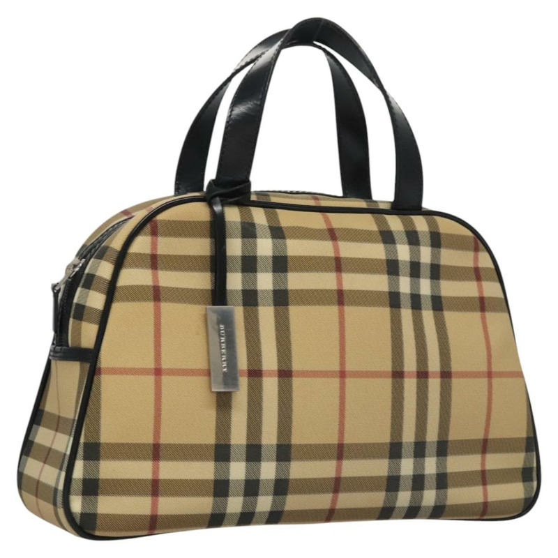 【日本直送】BURBERRY Nova 格紋手提包 PVC 米色正品 BD255-0