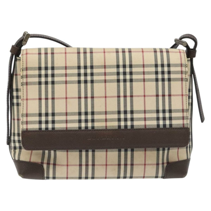 【日本直送】BURBERRY Nova 格紋帆布單肩包 米色 銀色 正品 BD069-12