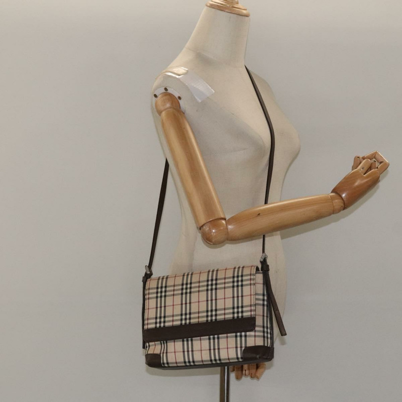 【日本直送】BURBERRY Nova 格紋帆布單肩包 米色 銀色 正品 BD069-22