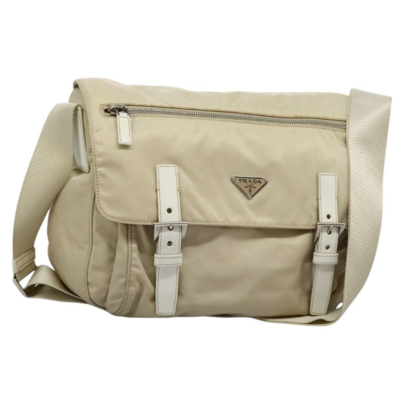 【日本直送】PRADA 單肩包 尼龍 米色 銀色 正品 ac3661-0