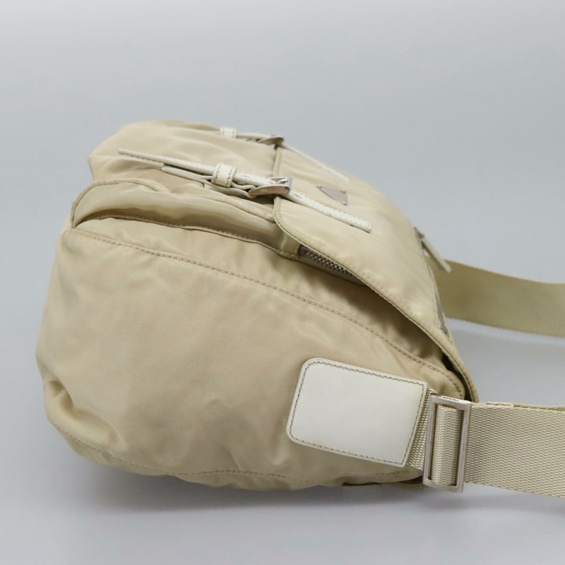 【日本直送】PRADA 單肩包 尼龍 米色 銀色 正品 ac3661-3