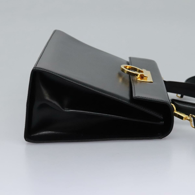 【日本直送】Salvatore Ferragamo Gancini 手提包 皮革 2 款 黑色 金色 正品 fm4391-3