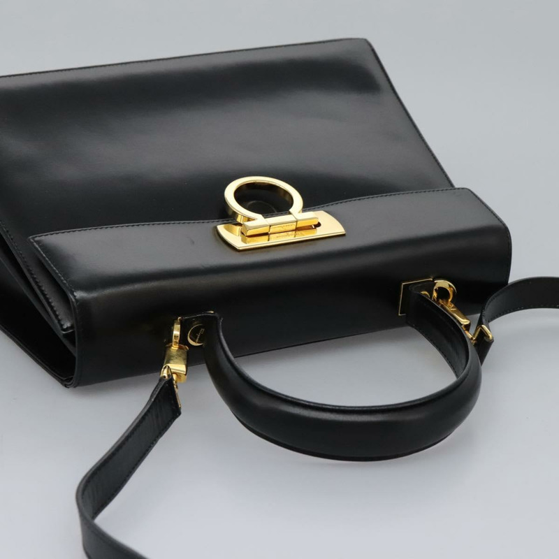 【日本直送】Salvatore Ferragamo Gancini 手提包 皮革 2 款 黑色 金色 正品 fm4391-5