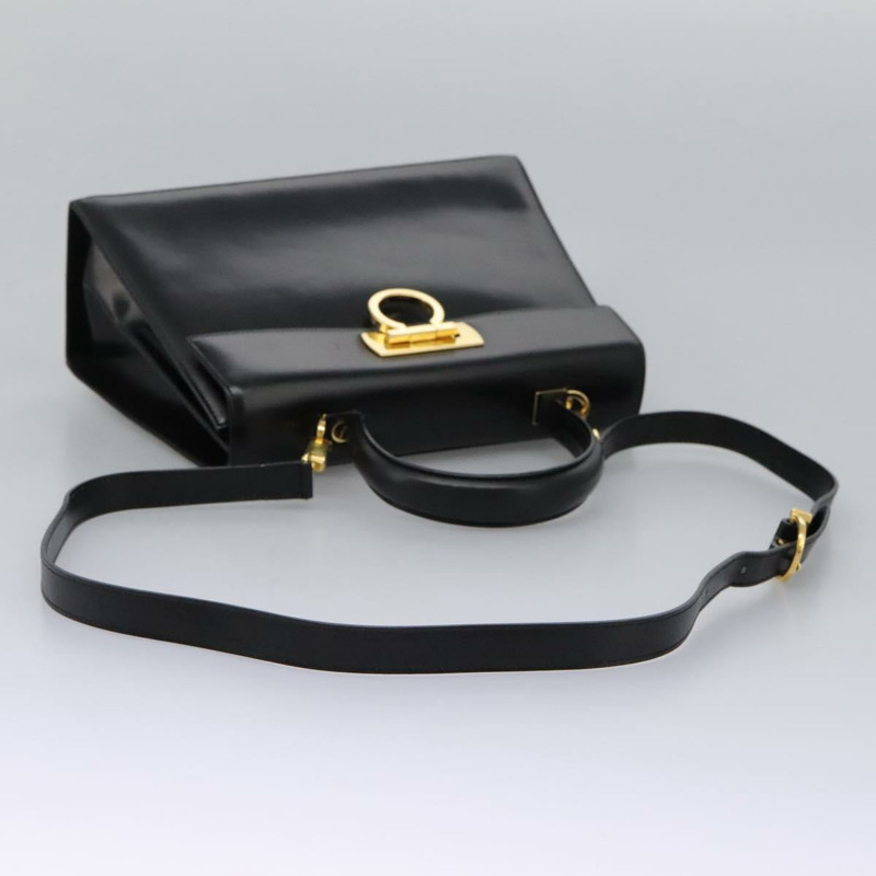 【日本直送】Salvatore Ferragamo Gancini 手提包 皮革 2 款 黑色 金色 正品 fm4391-7