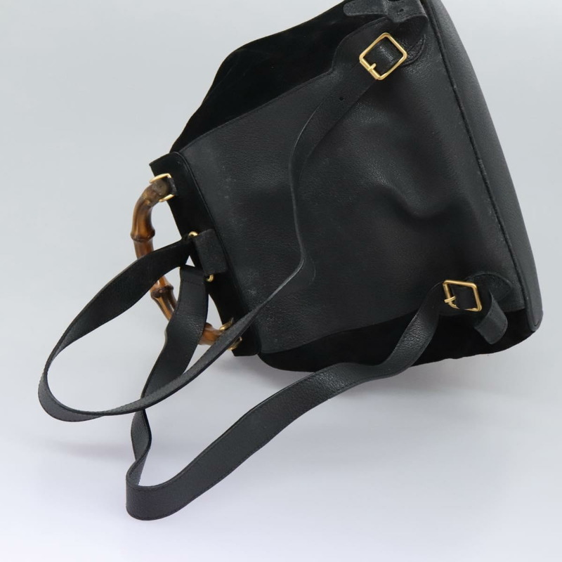 【日本直送】GUCCI 竹子背包 絨面革 黑金色 003 58 0016 正品 nb144-7