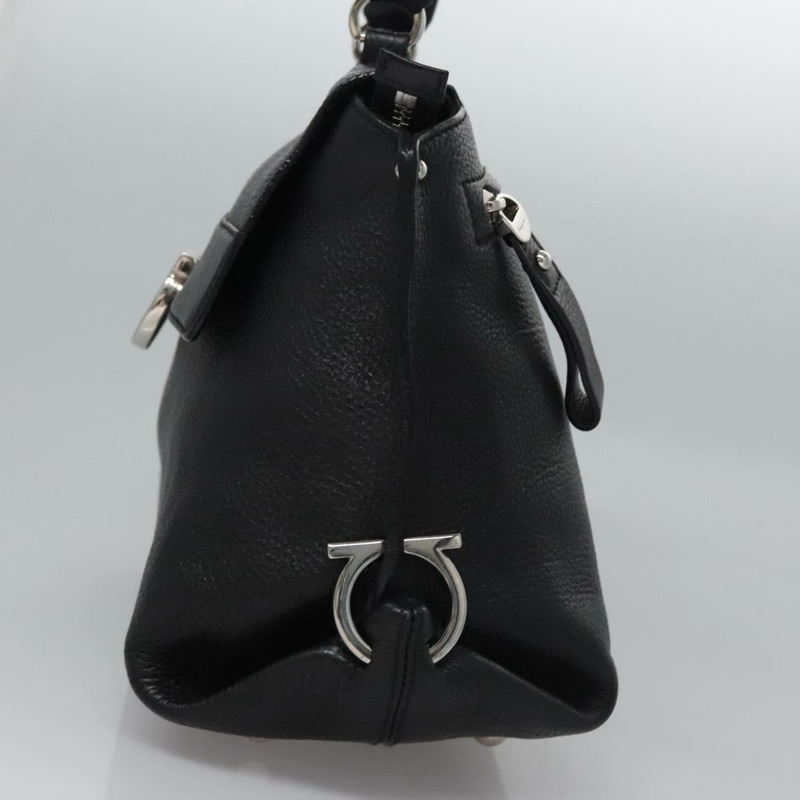 【日本直送】Salvatore Ferragamo Gancini 手袋 皮革 黑銀 正品 BD817-2