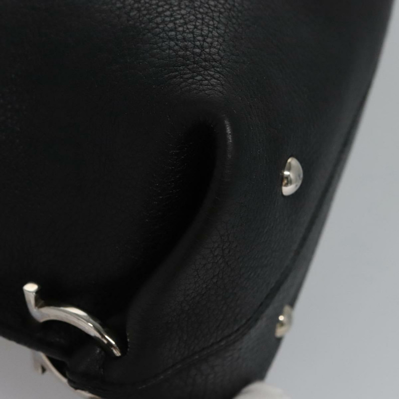 【日本直送】Salvatore Ferragamo Gancini 手袋 皮革 黑銀 正品 BD817-8