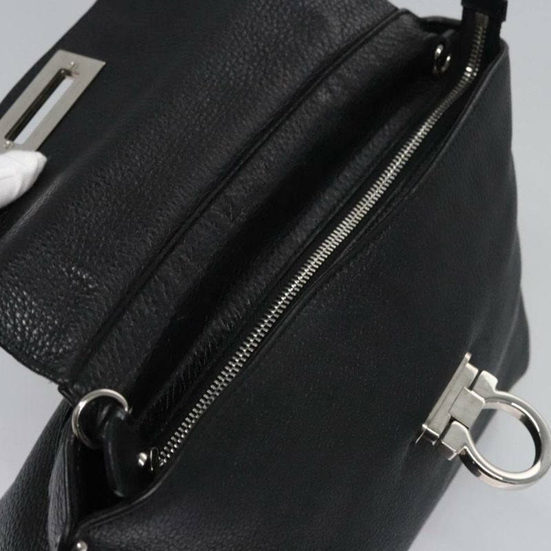 【日本直送】Salvatore Ferragamo Gancini 手袋 皮革 黑銀 正品 BD817-9