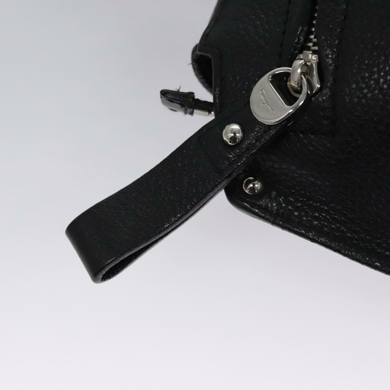 【日本直送】Salvatore Ferragamo Gancini 手袋 皮革 黑銀 正品 BD817-16