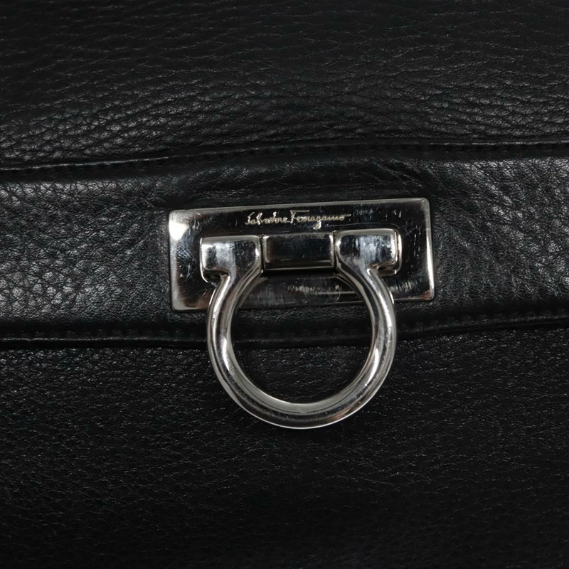 【日本直送】Salvatore Ferragamo Gancini 手袋 皮革 黑銀 正品 BD817-17