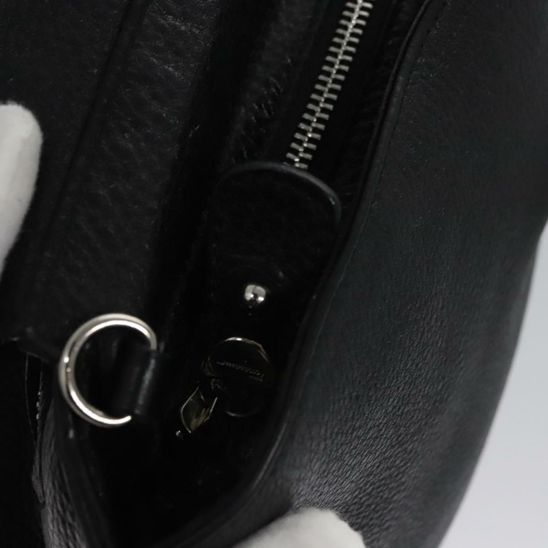 【日本直送】Salvatore Ferragamo Gancini 手袋 皮革 黑銀 正品 BD817-18