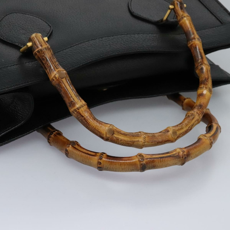 【日本直送】GUCCI 竹節手提包 皮革 黑色 金色 002 1095 0260 正品 ep7975-6