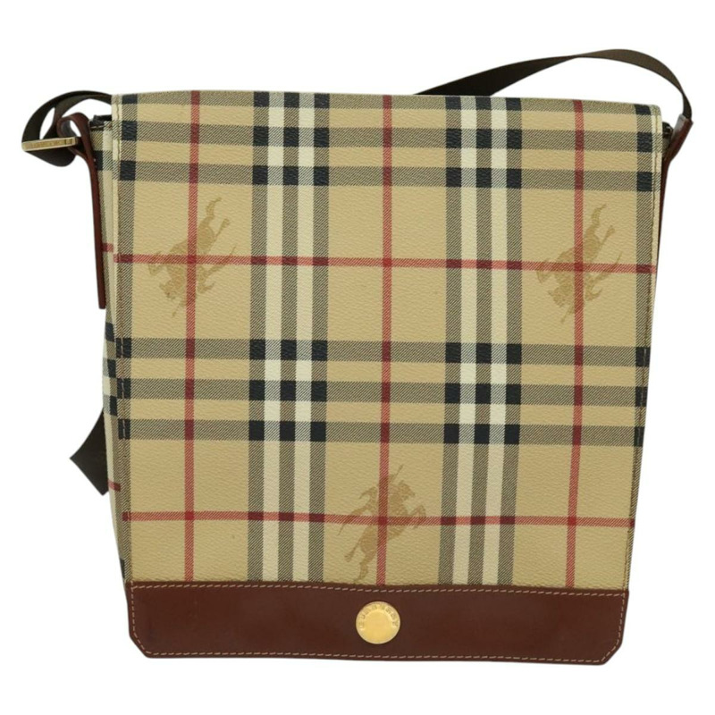 【日本直送】BURBERRY Nova 格紋肩背包 PVC 皮革 米色 正品 BD1450-12