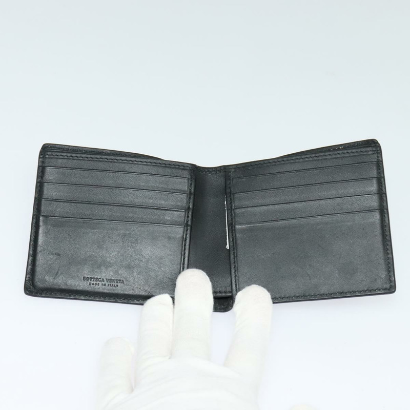【日本直送】BOTTEGA VENETA INTRECCIATO 雙折皮夾皮革黑色正品 117281-7
