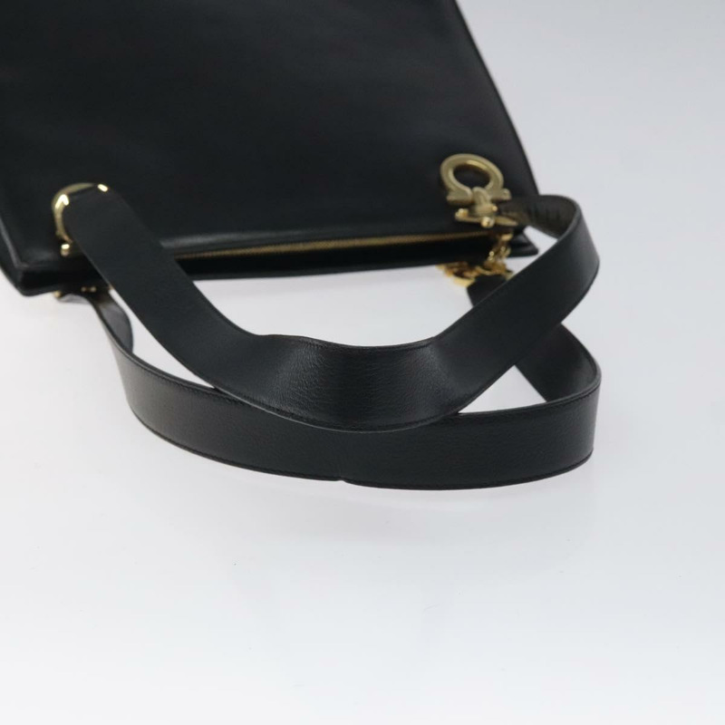 【日本直送】Salvatore Ferragamo Gancini 肩背包 皮革 黑金色 正品 117541-6