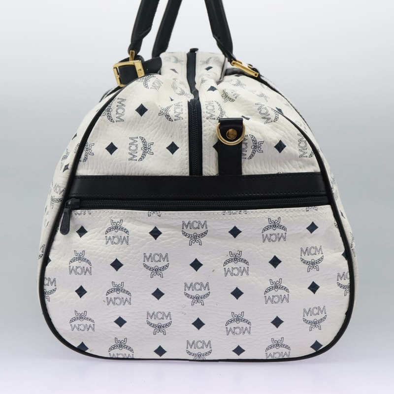 【日本直送】MCM Logo 圖案 Vicetos 波士頓包 PVC 皮革 2 向 白金色 正品 117855-2