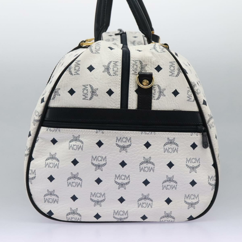【日本直送】MCM Logo 圖案 Vicetos 波士頓包 PVC 皮革 2 向 白金色 正品 117855-3