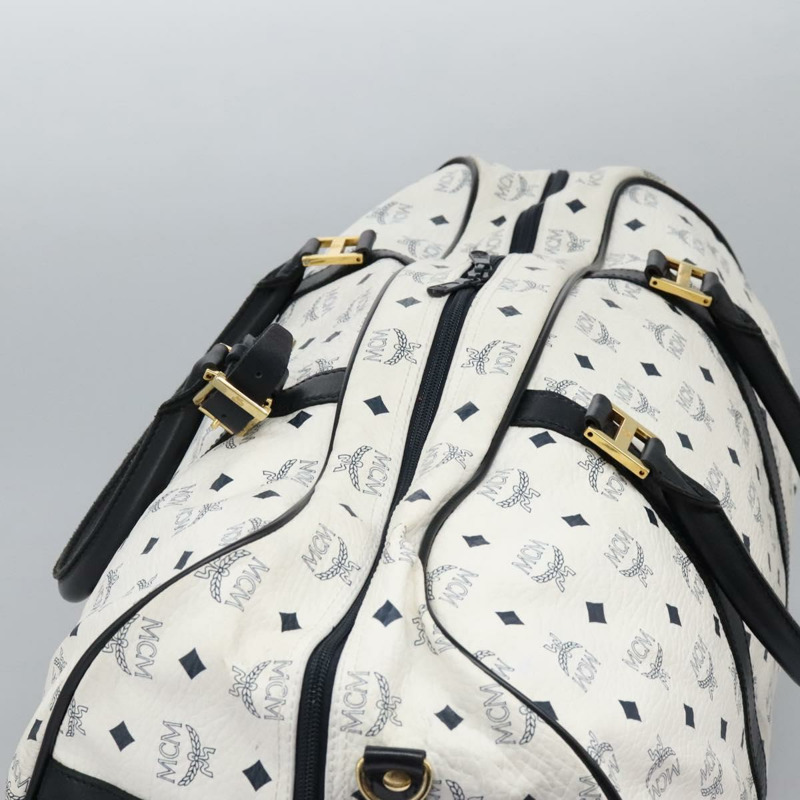【日本直送】MCM Logo 圖案 Vicetos 波士頓包 PVC 皮革 2 向 白金色 正品 117855-5