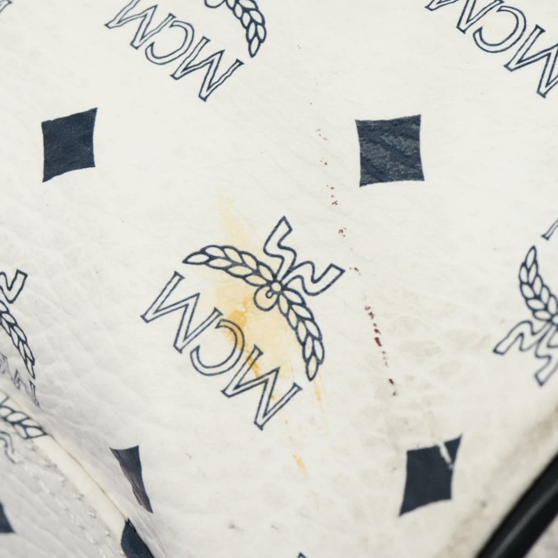 【日本直送】MCM Logo 圖案 Vicetos 波士頓包 PVC 皮革 2 向 白金色 正品 117855-7