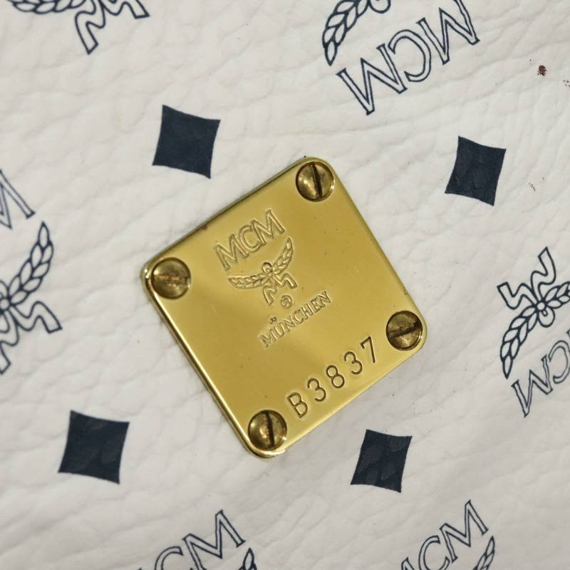 【日本直送】MCM Logo 圖案 Vicetos 波士頓包 PVC 皮革 2 向 白金色 正品 117855-11