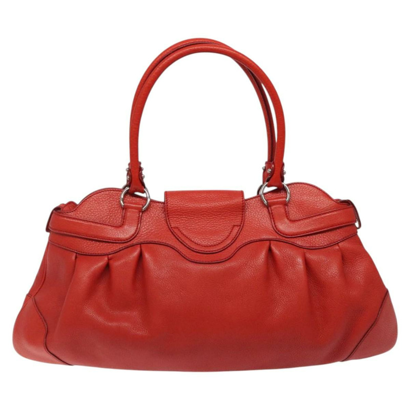 【日本直送】Salvatore Ferragamo Gancini 單肩包 皮革 紅色 銀色 正品 117972-1