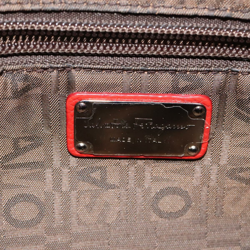 【日本直送】Salvatore Ferragamo Gancini 單肩包 皮革 紅色 銀色 正品 117972-19