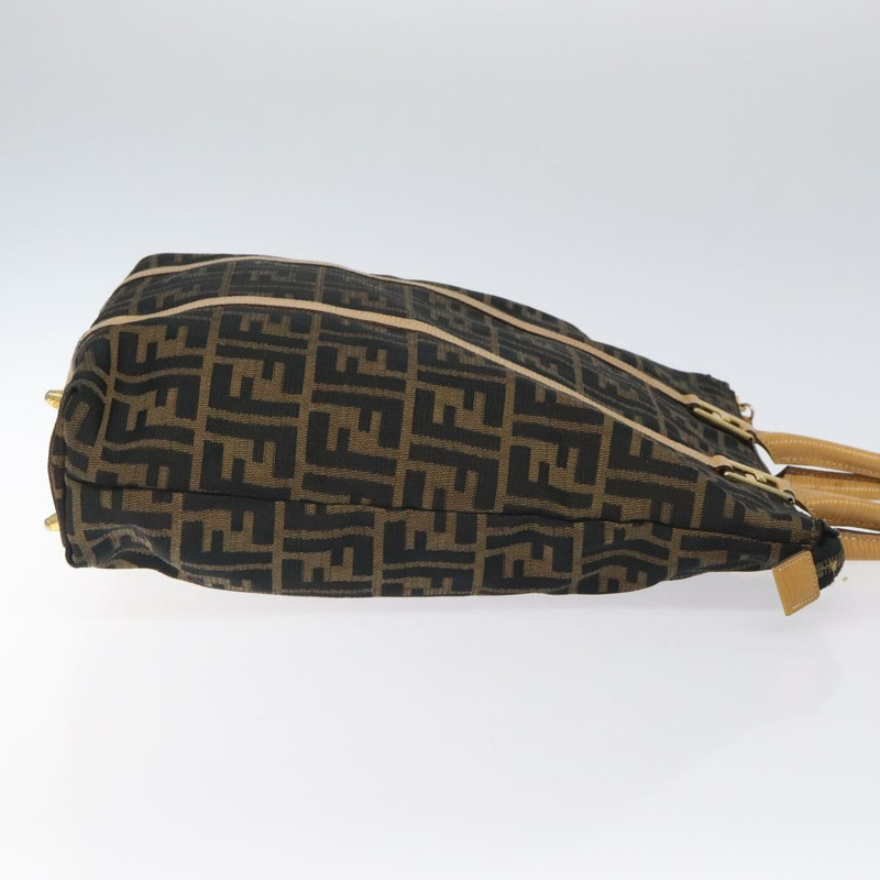【日本直送】FENDI Zucca帆布手提包 黑色 棕色 金色 正品 ar13475-2