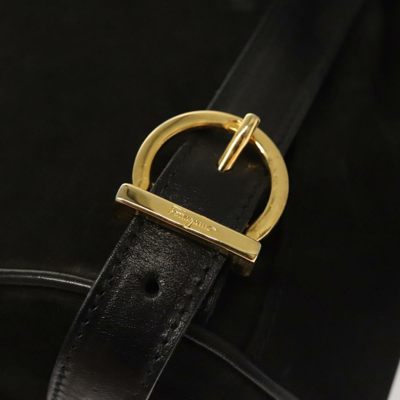 【日本直送】Salvatore Ferragamo Gancini 背包 絨面革 黑金 正品 119454-18
