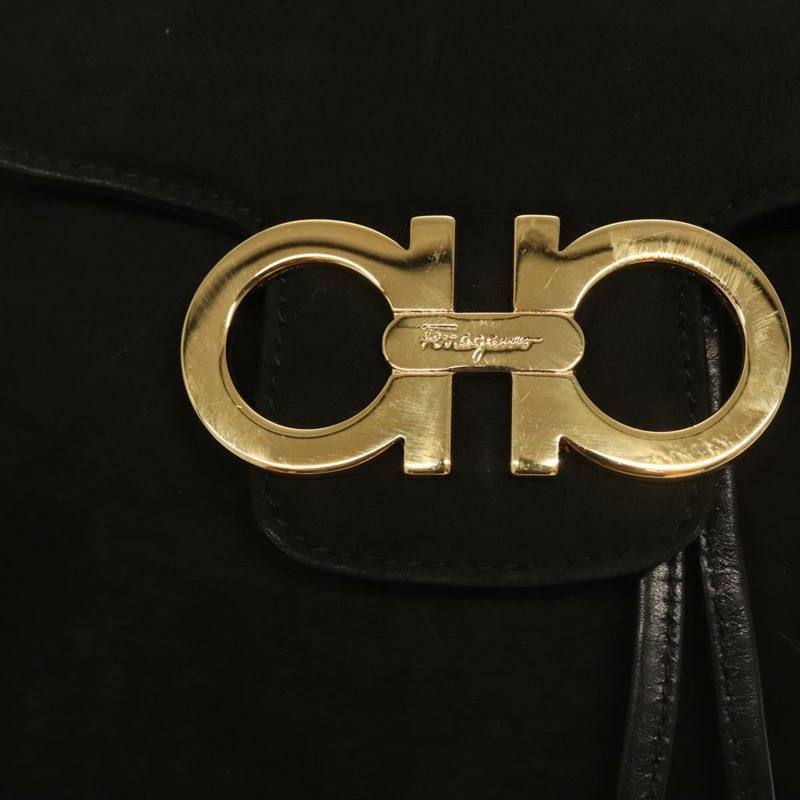 【日本直送】Salvatore Ferragamo Gancini 背包 絨面革 黑金 正品 119454-19