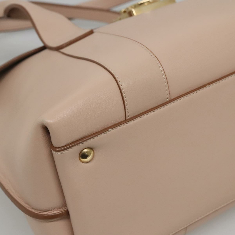 【日本直送】Salvatore Ferragamo Gancini 手提包 皮革 米色金色 正品 120197-13