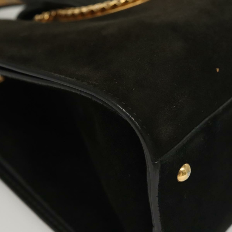 【日本直送】Salvatore Ferragamo Gancini 手提包 絨面革 金色 黑色 正品 119192-8