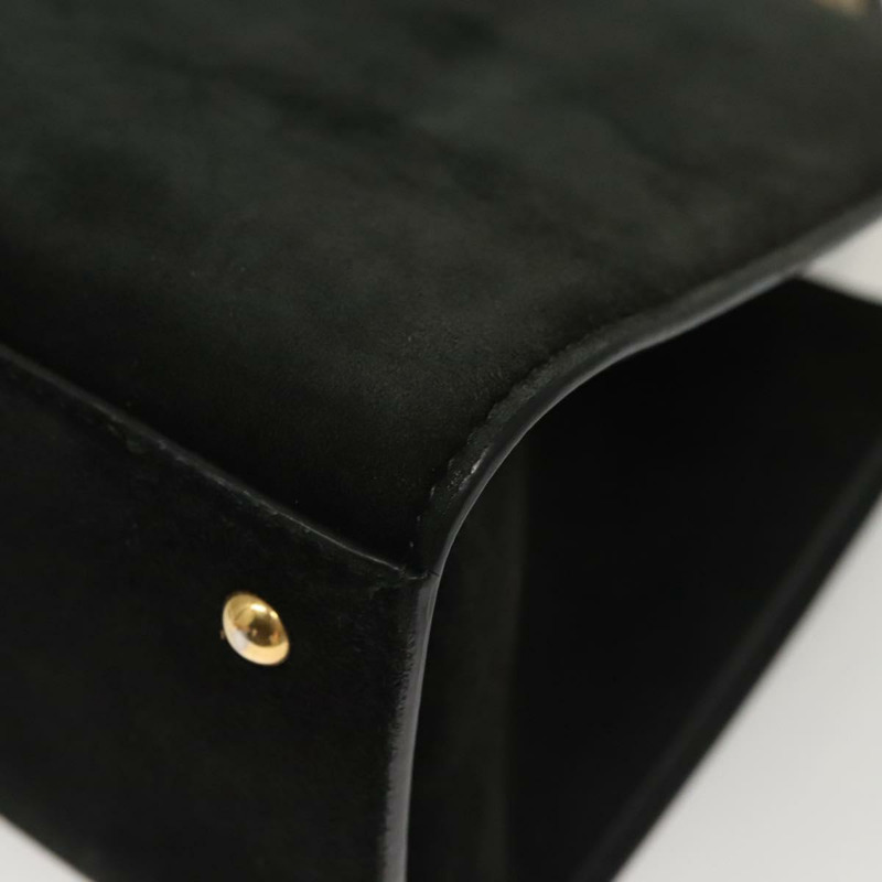 【日本直送】Salvatore Ferragamo Gancini 手提包 絨面革 金色 黑色 正品 119192-15