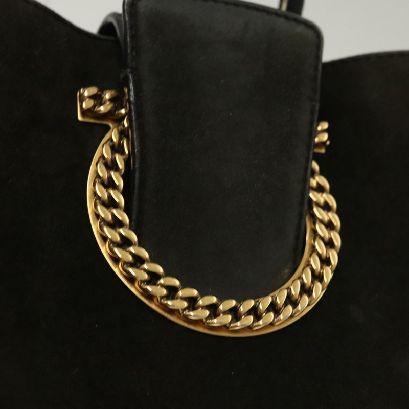 【日本直送】Salvatore Ferragamo Gancini 手提包 絨面革 金色 黑色 正品 119192-16
