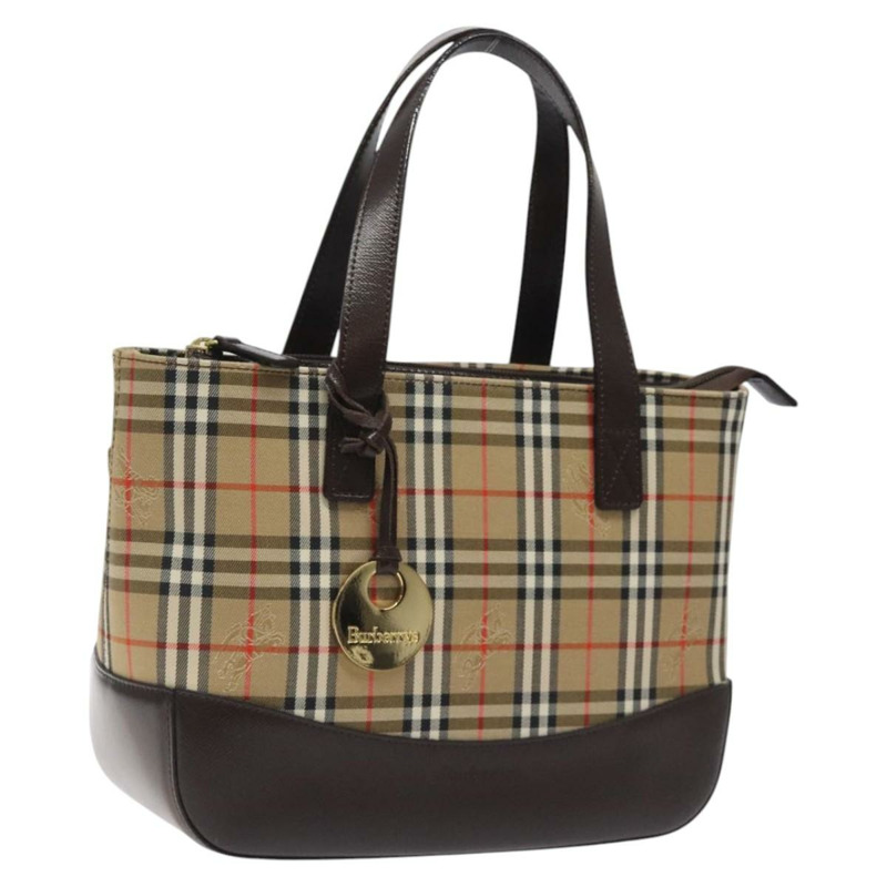 【日本直送】Burberrys Nova 格紋手提包 帆布 米色金色 正品 am8237-0