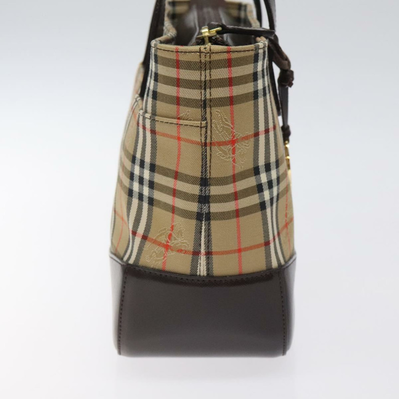 【日本直送】Burberrys Nova 格紋手提包 帆布 米色金色 正品 am8237-2