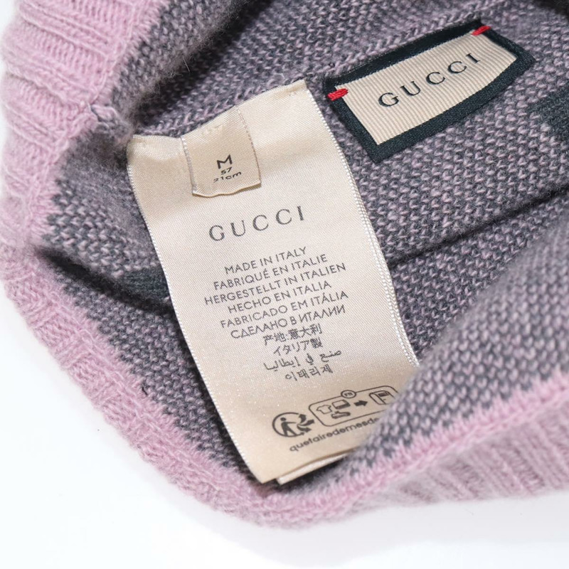 【日本直送】GUCCI GG帆布針織帽 羊絨色 M 粉紅色 676827 Auth am8353-6