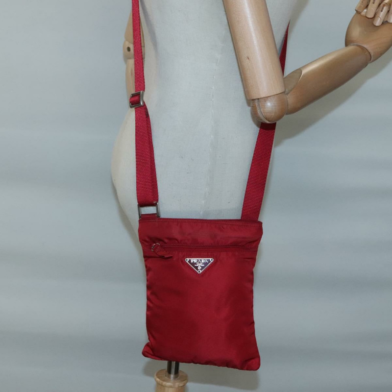 【日本直送】PRADA 單肩包 尼龍 紅色 銀色 正品 120955-22