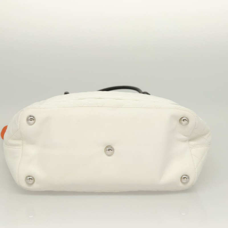 【日本直送】香奈兒 Matelasse Cambon Line COCO Mark 托特包 小羊皮 白色 CC 正品 121507-5