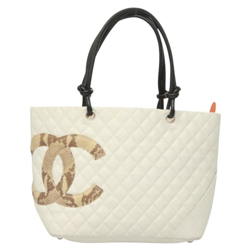 【日本直送】香奈兒 Matelasse Cambon Line COCO Mark 托特包 小羊皮 白色 CC 正品 121507-12