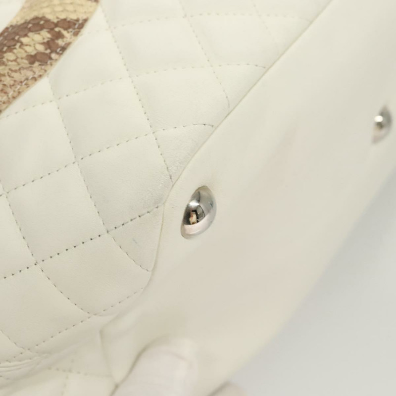 【日本直送】香奈兒 Matelasse Cambon Line COCO Mark 托特包 小羊皮 白色 CC 正品 121507-15