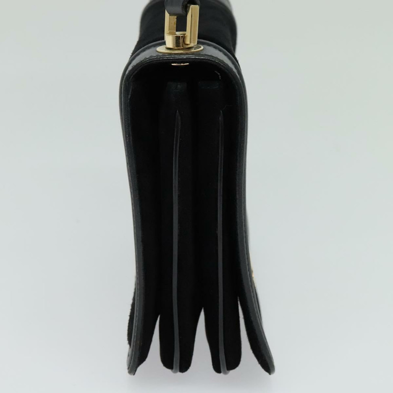 【日本直送】Salvatore Ferragamo Gancini 鏈條單肩包 絨面革 黑金色 正品 120977-2